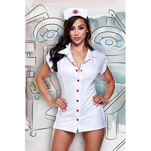 Witte verpleegstersjurk met kapje