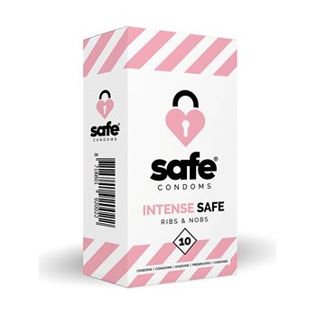 Intense Safe - Condooms met ribbels en noppen (10 stuks)