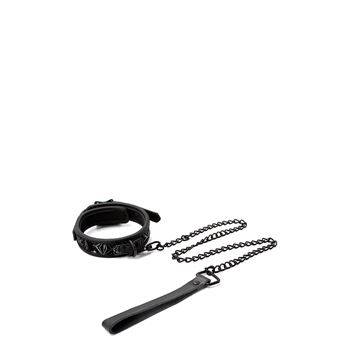Halsband met riem - Zwart