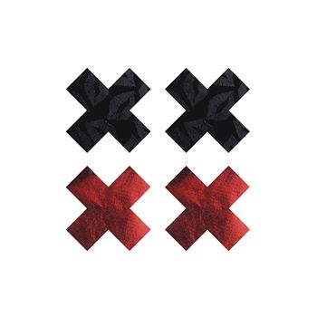 Peekaboo 2 paar tepelstickers X rood en zwart