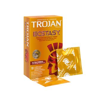 Trojan Ectasy Ultra Geribbelde Condooms - 10 stuks