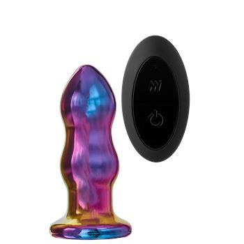 Vibrerende glazen anaalplug 11 cm met afstandsbediening