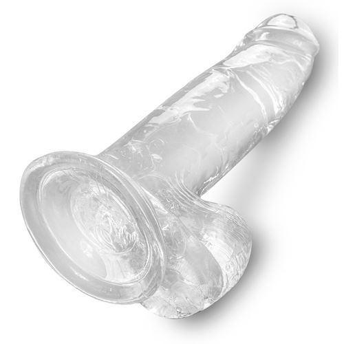 King Cock transparante dildo 17 cm met scrotum en zuignap