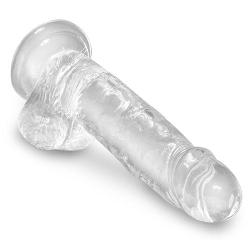 King Cock transparante dildo 17 cm met scrotum en zuignap