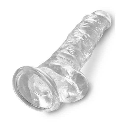 King Cock transparante dildo 20 cm met scrotum en zuignap