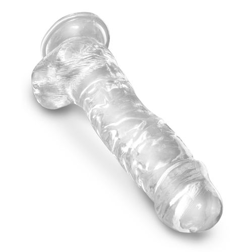 King Cock transparante dildo 20 cm met scrotum en zuignap