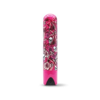 Mini vibrator met wietprint roze