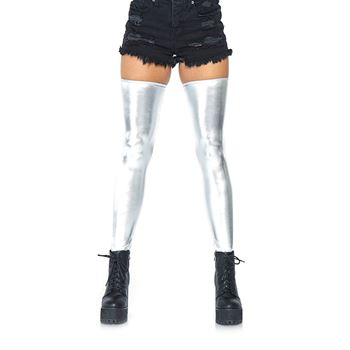 Sexy wetlook thigh highs - Zilver