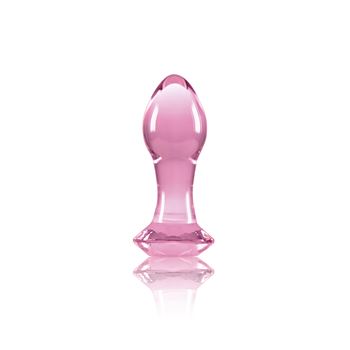 Glazen buttplug met diamant - Paars (Roze)