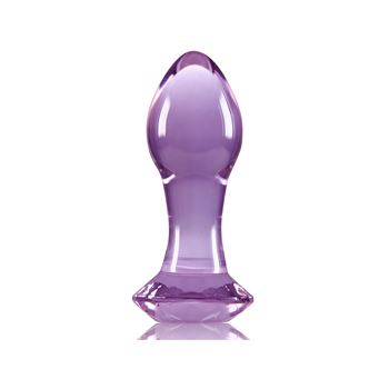 Glazen buttplug met diamant - Paars (Paars)