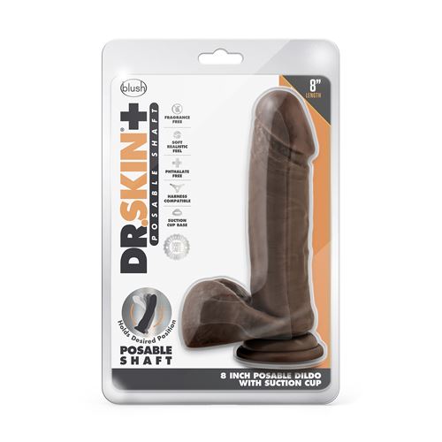 dr.-skin-plus-8-inch-posable-dildo-with-balls-chocolate