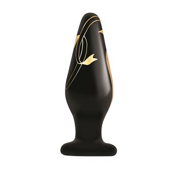 Secret Kisses zwart gouden anaalplug breed 11 cm (Zwart)