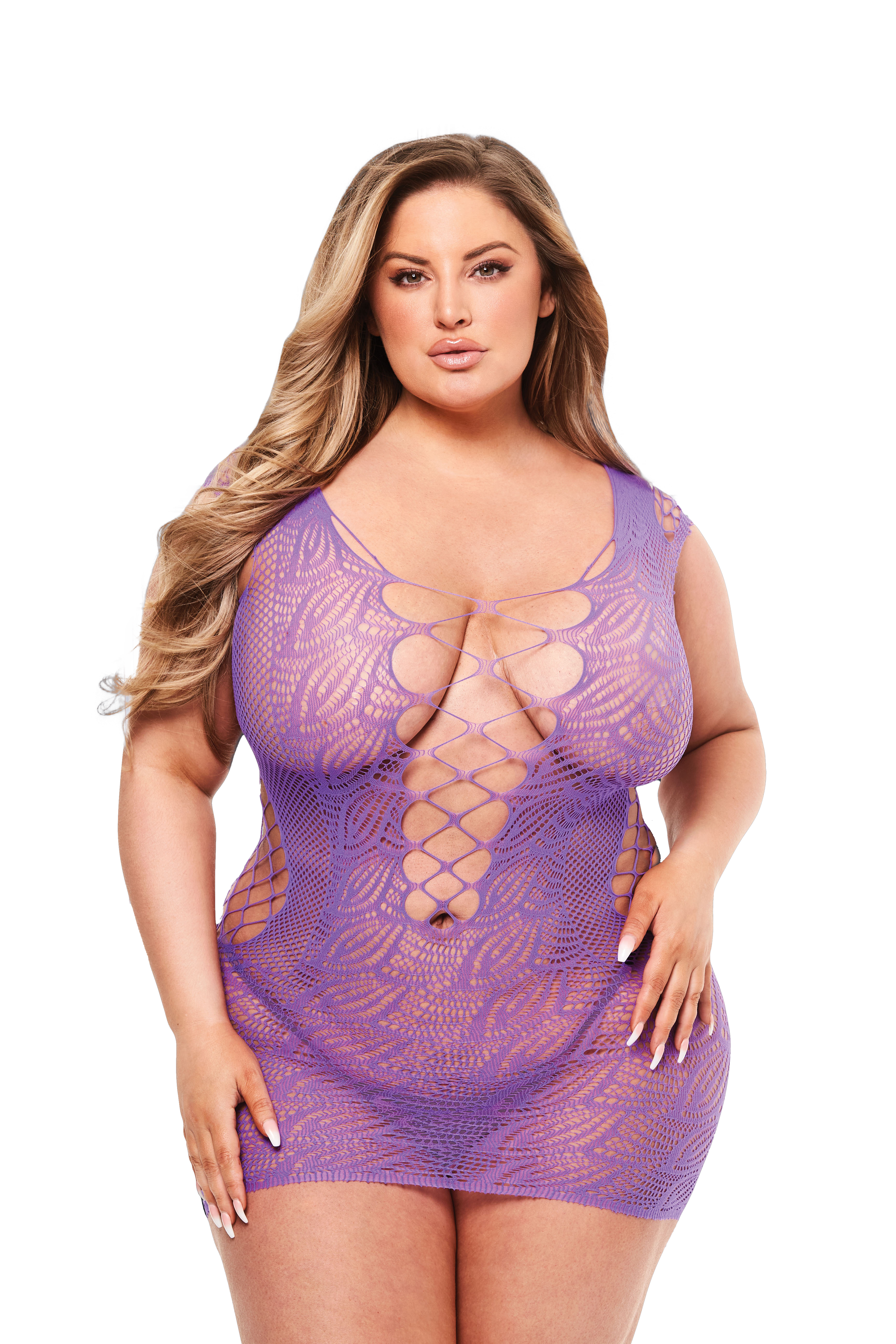 Baci Lingerie  Geverterde Visnet mini jurkje - Plussize