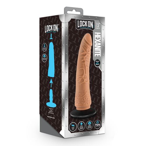 lock-on-hexanite-7.5-inch-dildo-with-suction-cup-adapter-mocha