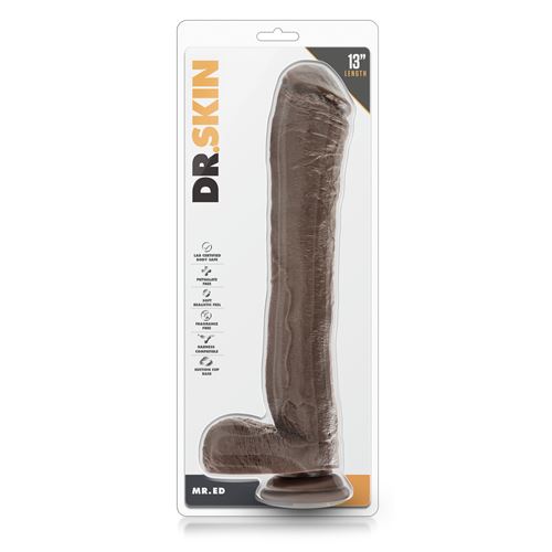 dr.-skin-mr.-ed-13-inch-dildo-with-balls-chocolate