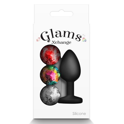 Glams - Xchange - Anaalplug met verwisselbare ronde siersteen