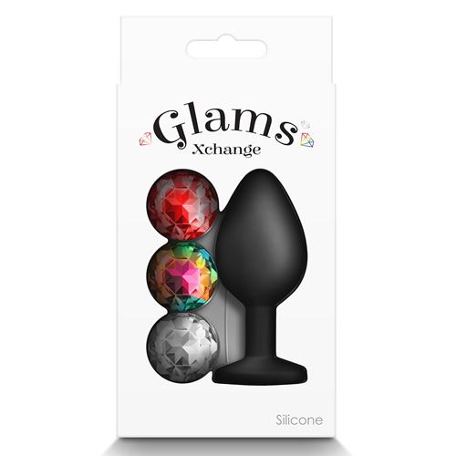 Glams - Xchange - Anaalplug met verwisselbare ronde siersteen