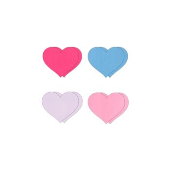 Heart II 4-paar tepelstickers - Wit/roze/blauw