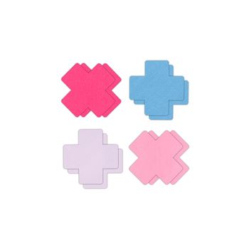 Cross II 4-paar tepelstickers - Wit/roze/blauw