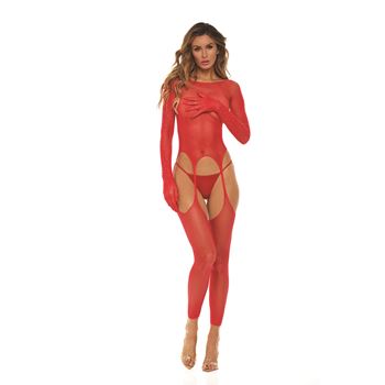 Bring It Over - Bodystocking met lange mouw - One Size (Rood)