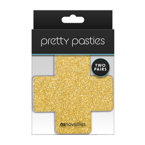 Pretty-Pasties-2-paar-tepelstickers- glitterkruis-zwart/goud