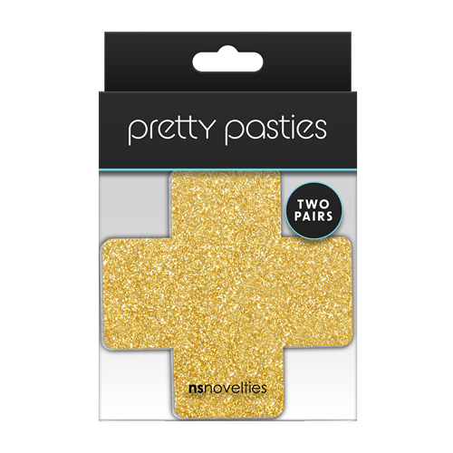 Pretty-Pasties-2-paar-tepelstickers- glitterkruis-zwart/goud