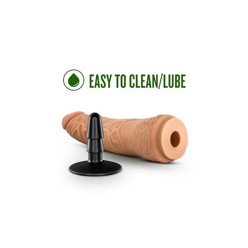 Lock On Hexanite 7.5 Inch Dildo With Suction Cup Adapter Mocha