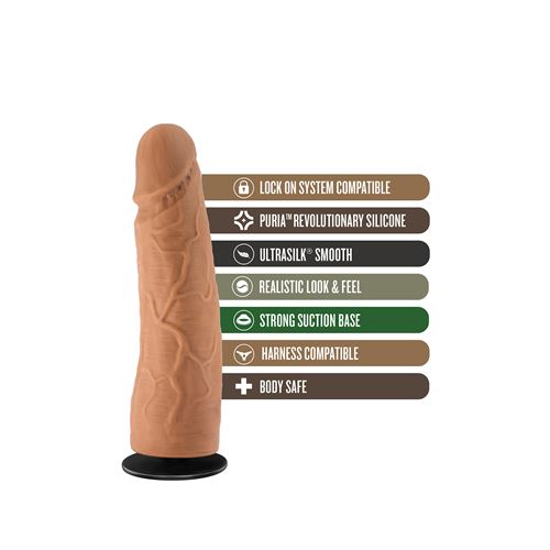 Lock On Dynamite 7 Inch Dildo With Suction Cup Adapter Mocha
