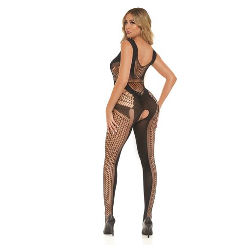 Catch Feelings Crotchless Bodystocking Black, Os