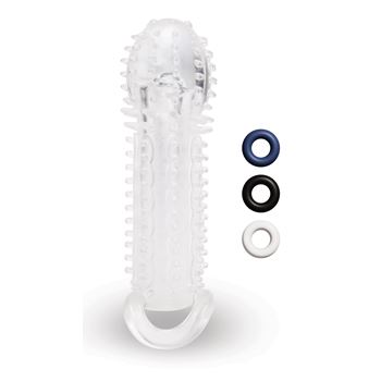 Transparante penisverlenger met noppen - 15,5 cm