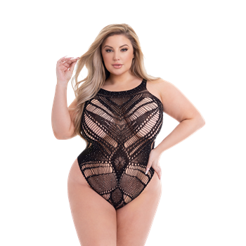 Body met ingeweven patronen en diamantjes - Plus Size