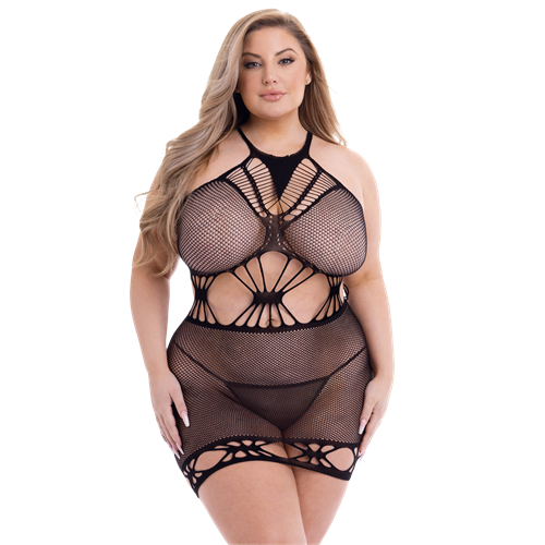 BACI - DIAMONTE - MINIJURKJE MET UITGESNEDEN STUKKEN - PLUS SIZE