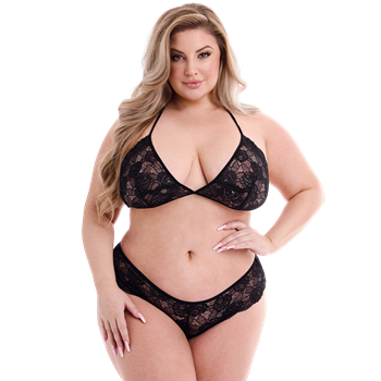 2-delige kanten set met bralette en slip - Plus Size