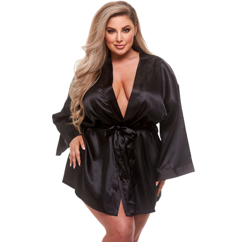 Baci Lingerie - Satijnen kimono - Zwart