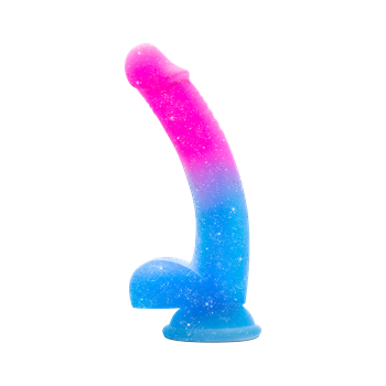 Chasing sunsets - Glitter dildo met balzak - 19,6 cm (Multi color)