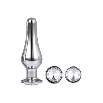 3-delige set naadloze buttplugs met siersteen (Zilver)