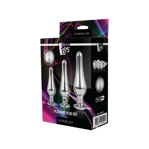 Dream Toys - Gleaming Love - 3-delige set naadloze buttplugs met siersteen