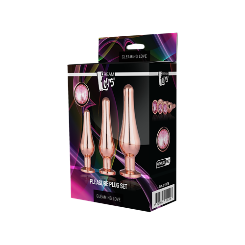 Dream Toys - Gleaming Love - 3-delige set naadloze buttplugs met siersteen