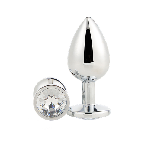 Dream Toys - Gleaming Love - Silver plug - Aluminium buttplug met siersteen