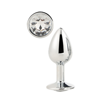 Silver plug - Aluminium buttplug met siersteen (Zilver)