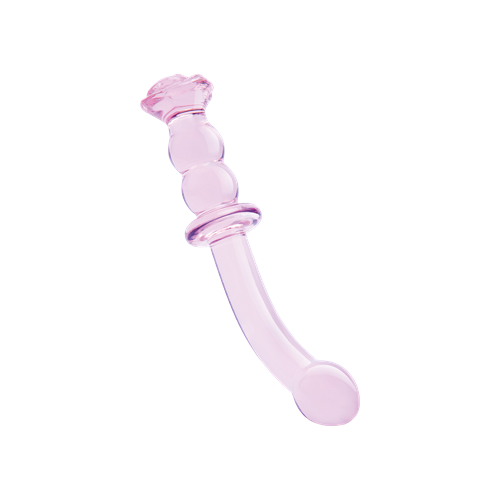 Glaze Glass - Gebogen glazen G-spot dildo met rozenknop