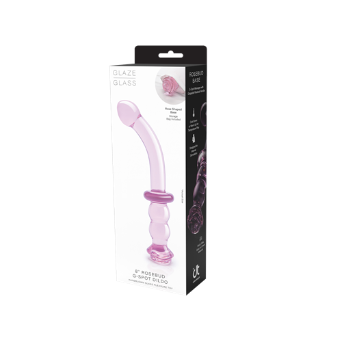 Glaze Glass - Gebogen glazen G-spot dildo met rozenknop