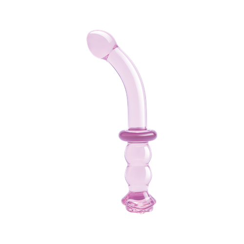 Glaze Glass - Gebogen glazen G-spot dildo met rozenknop