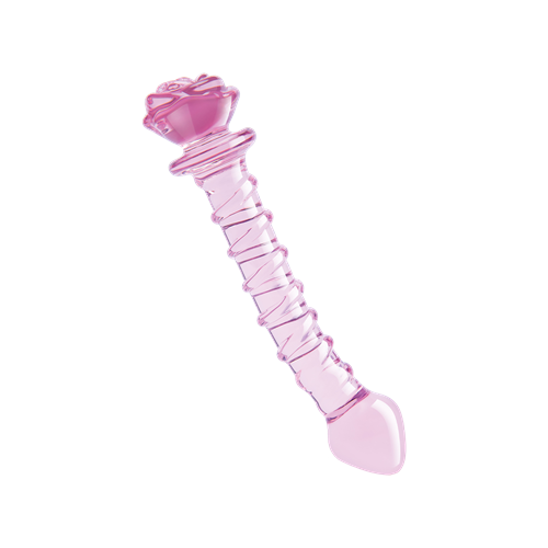 Glaze Glass - Glazen G-spot dildo met spiralen en rozenknop