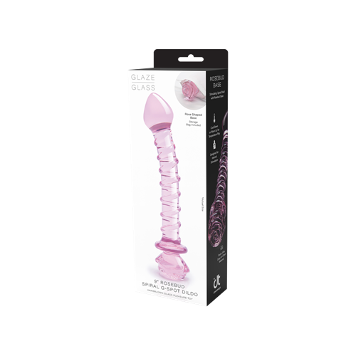 Glaze Glass - Glazen G-spot dildo met spiralen en rozenknop