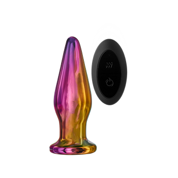 Remote vibe tapered plug - Glazen vibrerende buttplug (Multi color)