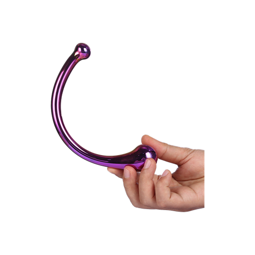 Glamour Glass - Glazen gebogen dildo met bollen - Medium