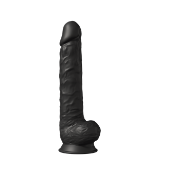 Temperatuurgevoelige dildo met balzak - 38 cm (Zwart)