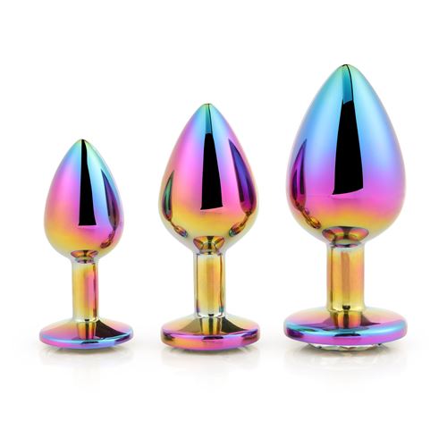 dream-toys---gleaming-love---aluminium-buttplug-set-met-siersteen---3-stuks