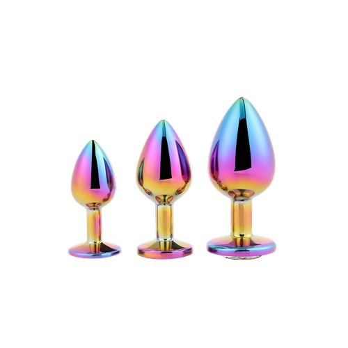 dream-toys---gleaming-love---aluminium-buttplug-set-met-siersteen---3-stuks